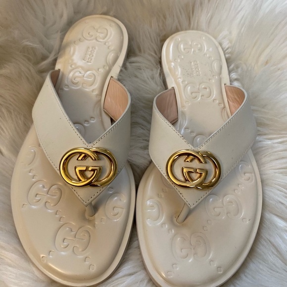 GUCCI GG Interlocking Logo Thong Sandals Mules Shoes Women Size 39 - Picture 1 of 7